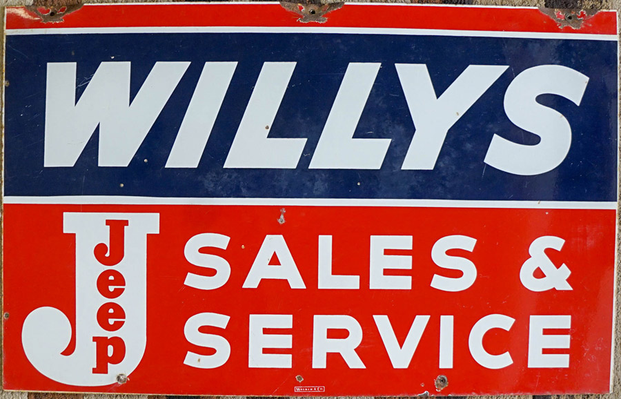 Willys Jeep Sales & Service Double-Sided Sign