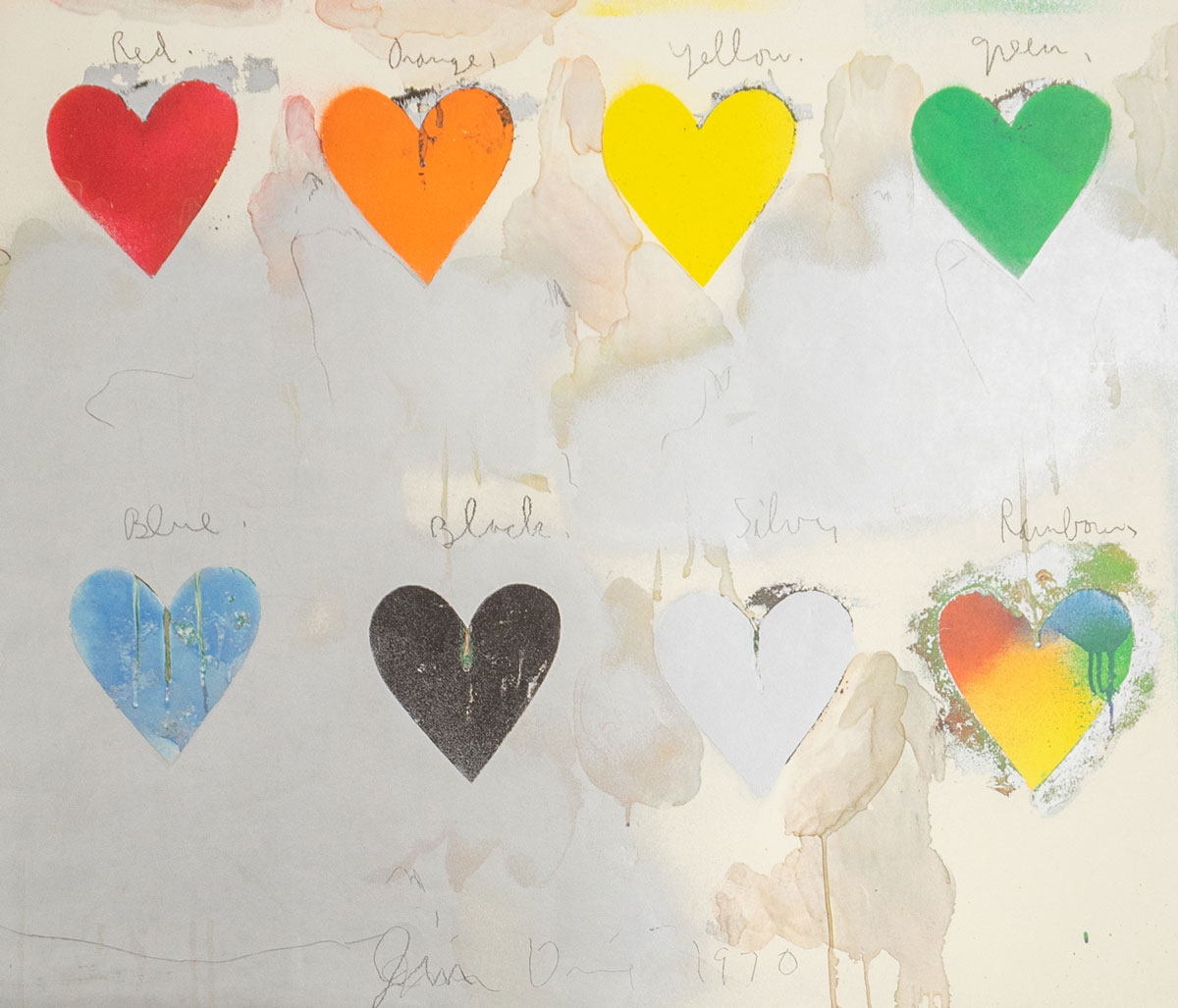 Jim Dine Signed Eight Hearts Print