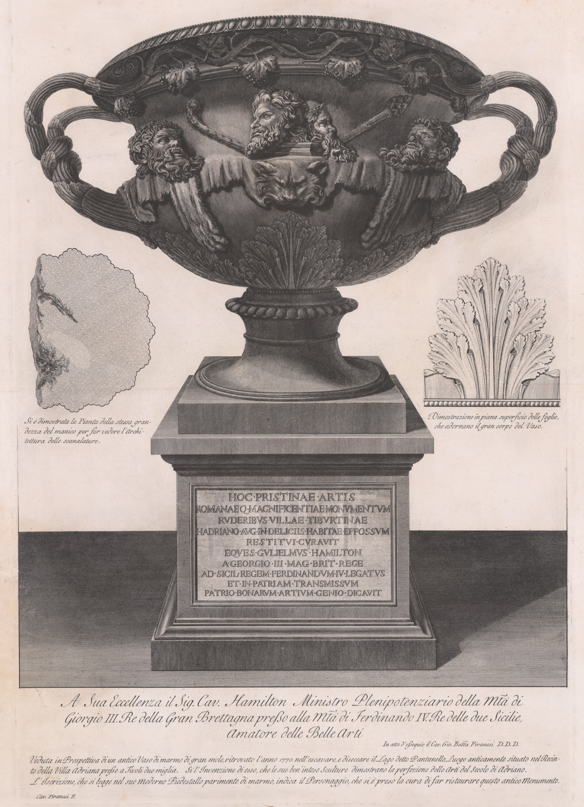 Giovanni B. Piranesi Etching of Hamilton Vase