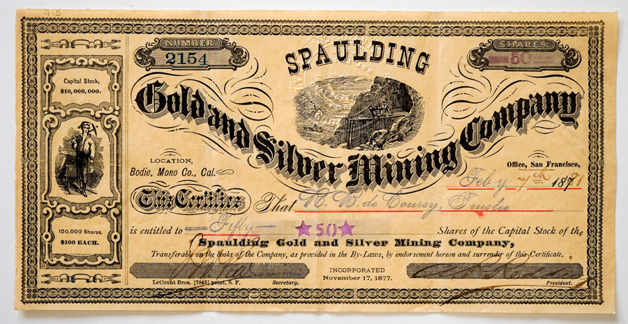 1881 Spaulding Gold and Silver Mining Company