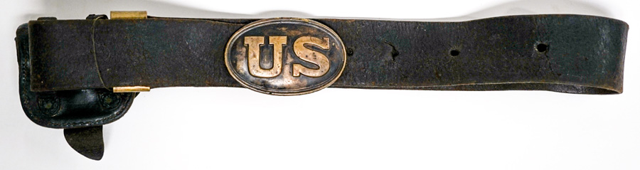 Civil War Union Belt Buckle with Belt and Pouch