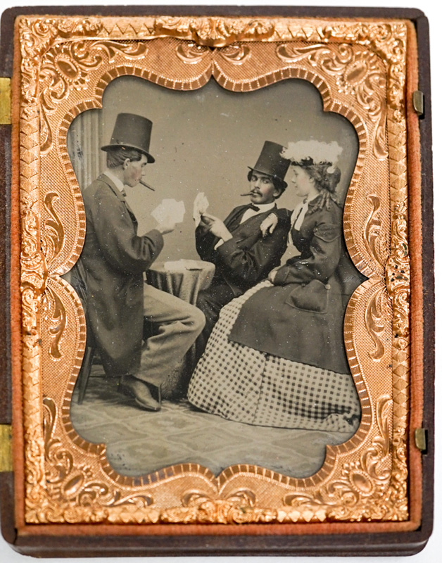 Tintype Gentlemen Playing Poker Quarter Plate