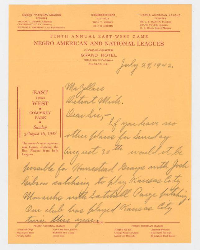 Cumberland Posey Handwritten Letter JSA LOA
