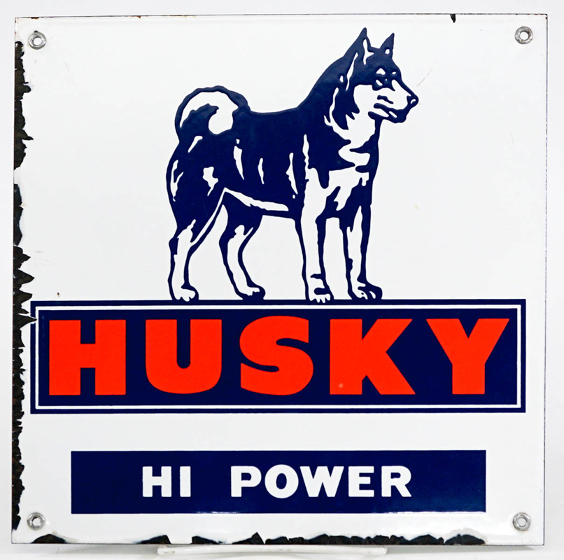 Husky Hi Power Old Porcelain Pump Sign
