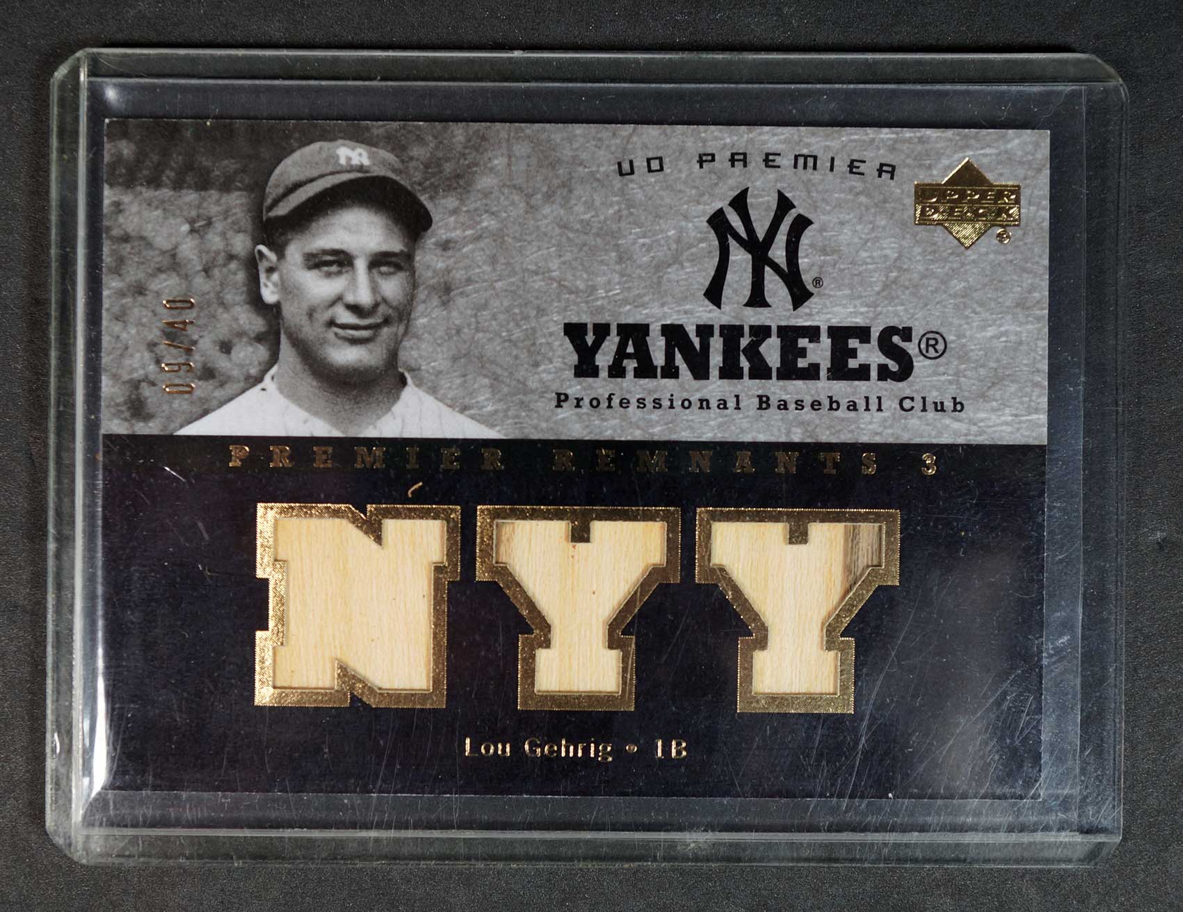 Lou Gehrig Game Used Baseball Bat Card