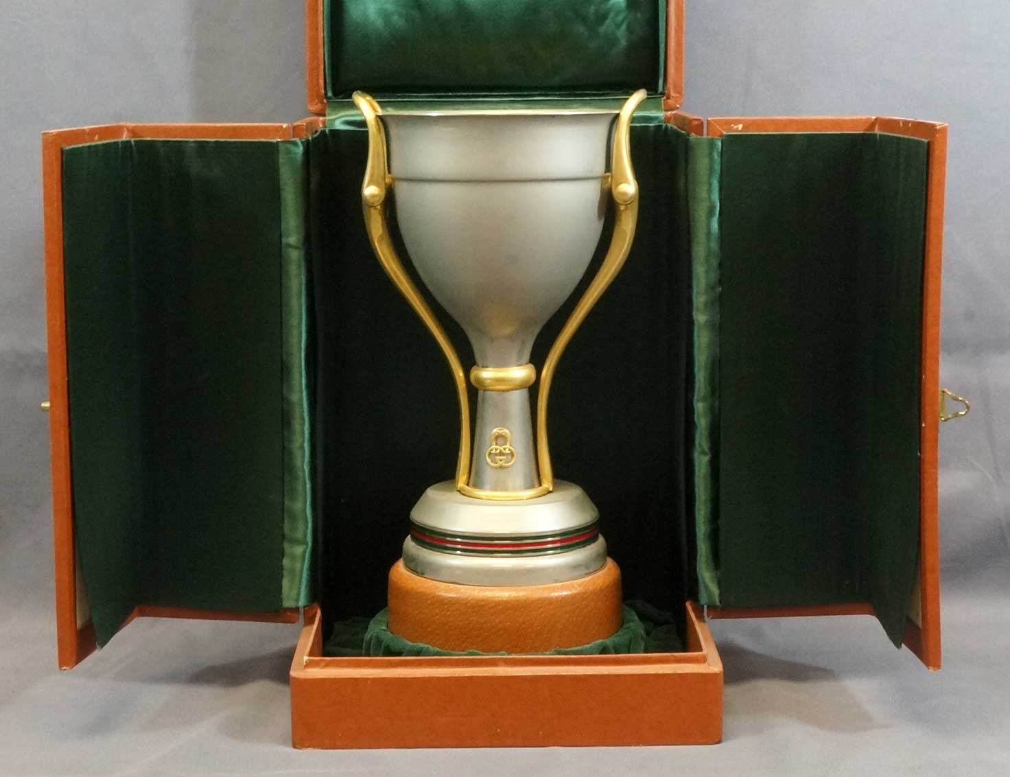 Gucci Silver Plate & Brass Trophy w/Fitted Cas