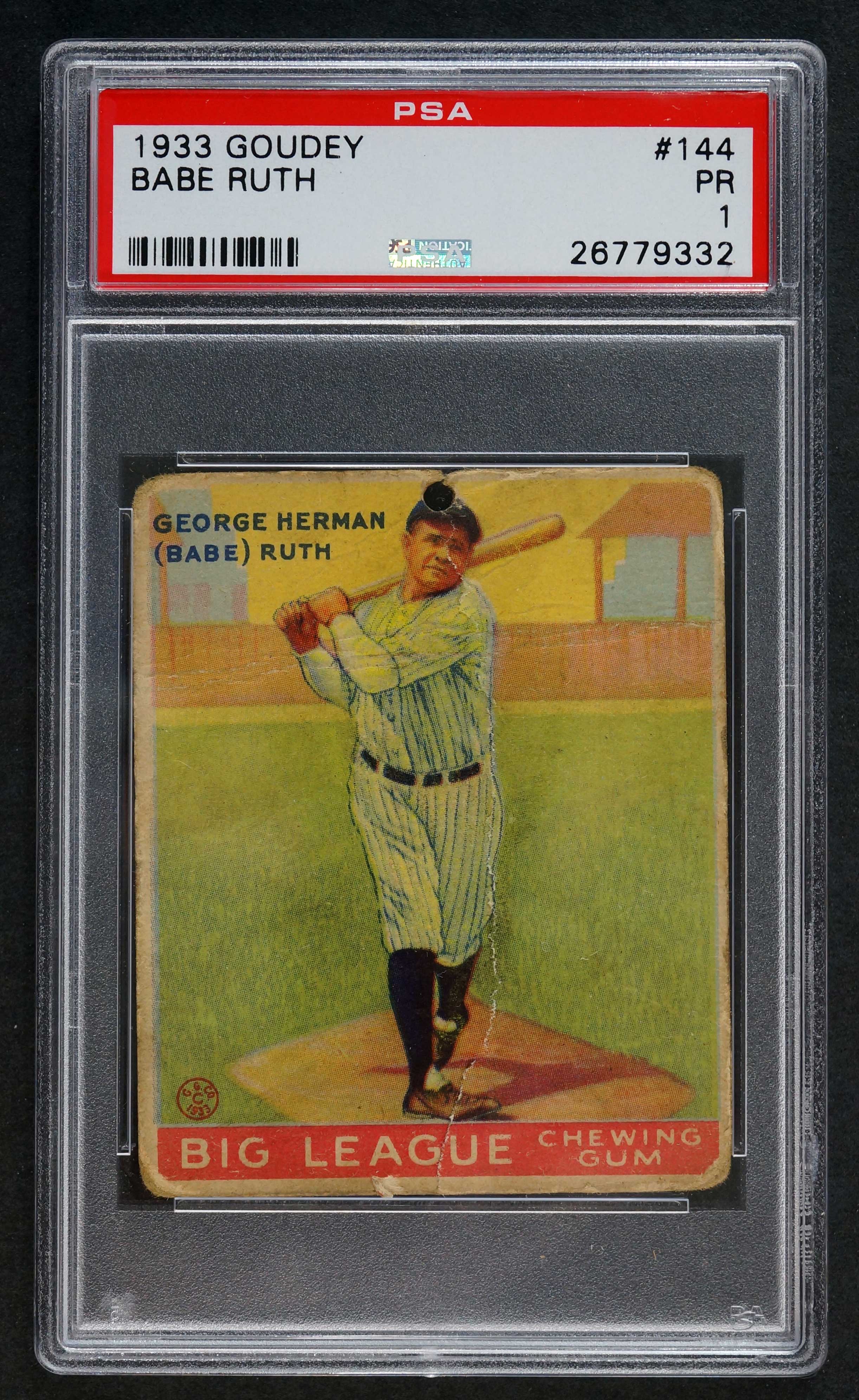 Lot 1 1933 Goudey 144 Babe Ruth PSA 1