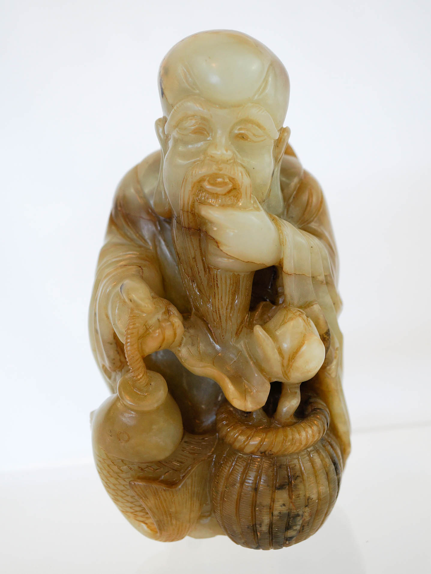 Fine Chinese Carved Jade Figure of a Fisherman