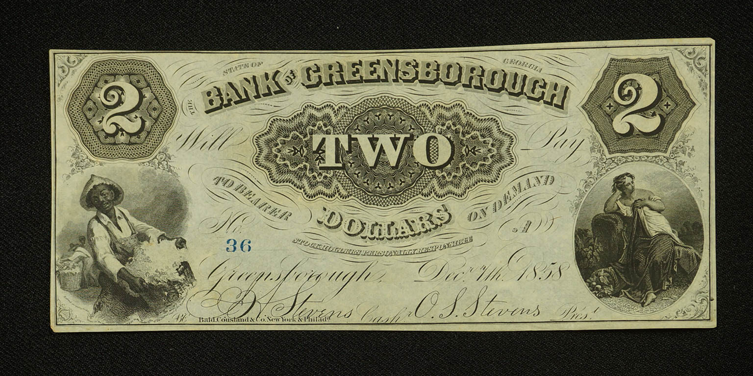Bank of Greensborough $2 Note, 1858