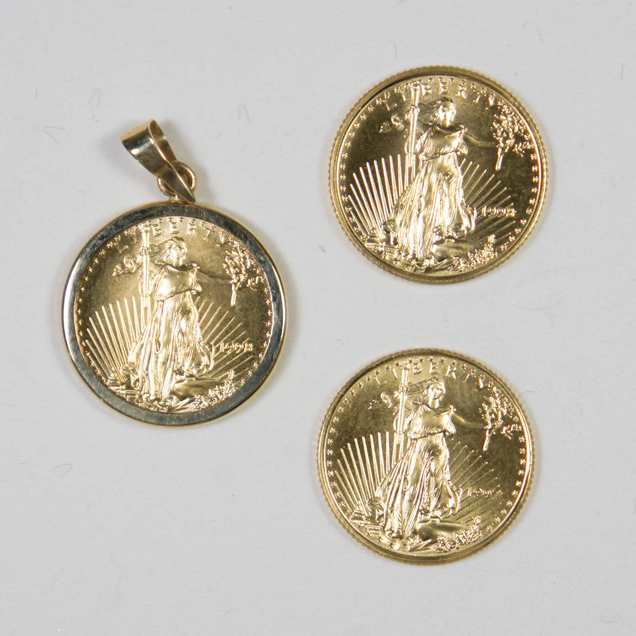 Three American Eagle Gold Coins 1/10 Ounce .999