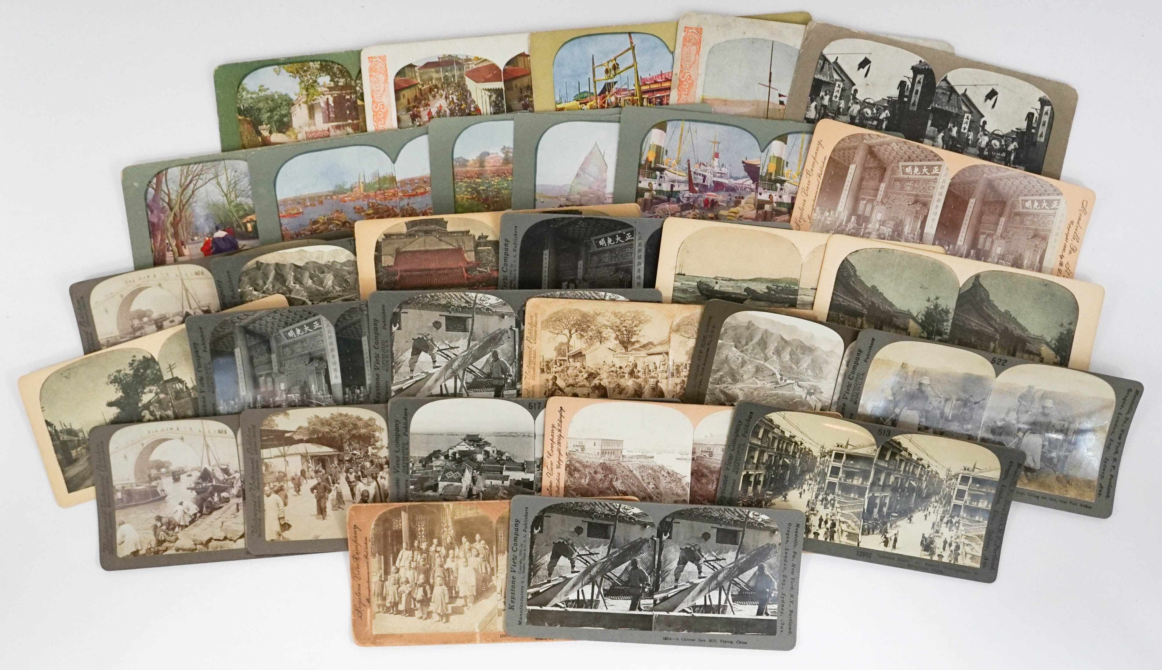 China Group of Thirty-Six Antique Stereoviews