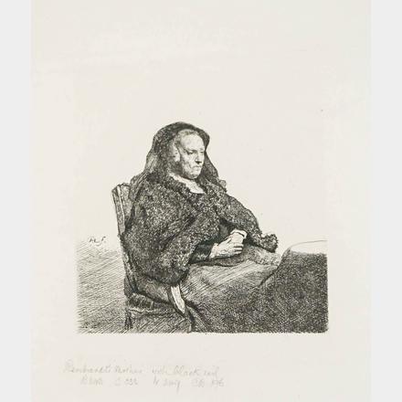 Rembrandt's Mother with a Black Veil Etching