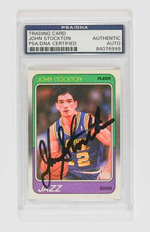 John Stockton Autographed Basketball Card PSA/DNA