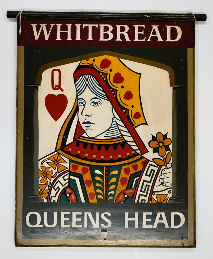 Whitbread Queen's Head Beer Hand-Painted Sign