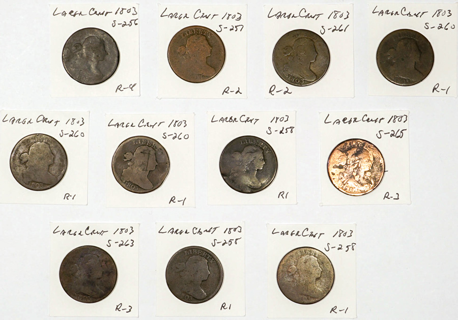 Eleven U.S. 1803 1C Coins