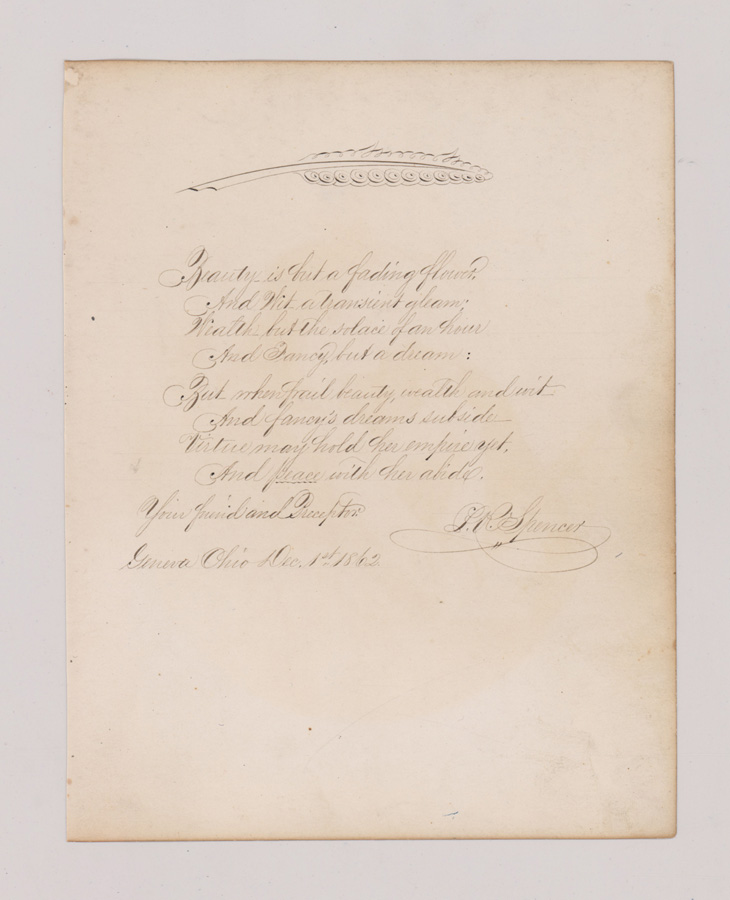 Platt Rogers Spencer Original Signed Manuscript