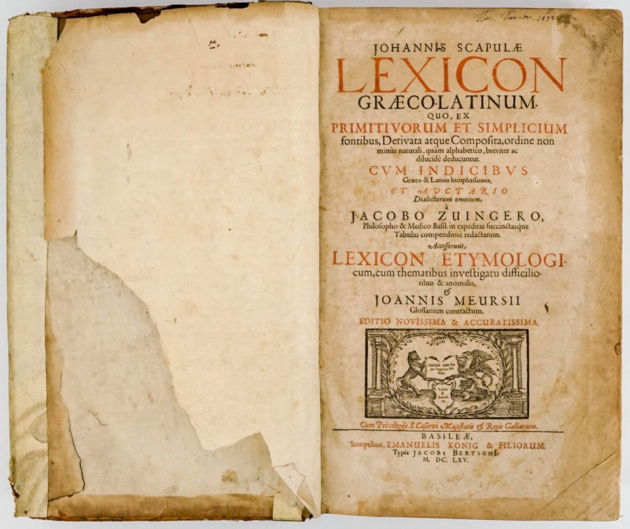 Johannis Scapulae Lexicon 1665