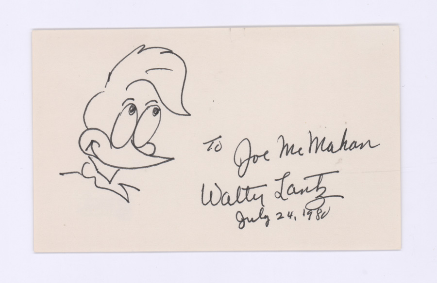 Walter Lantz Signed Index Card Beckett COA