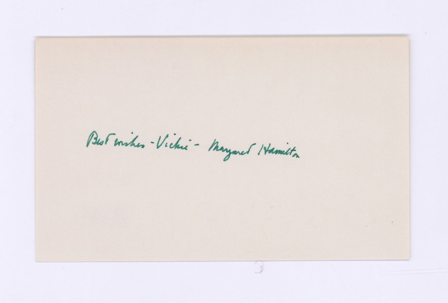 Margaret Hamilton Signed Index Card Beckett LOA