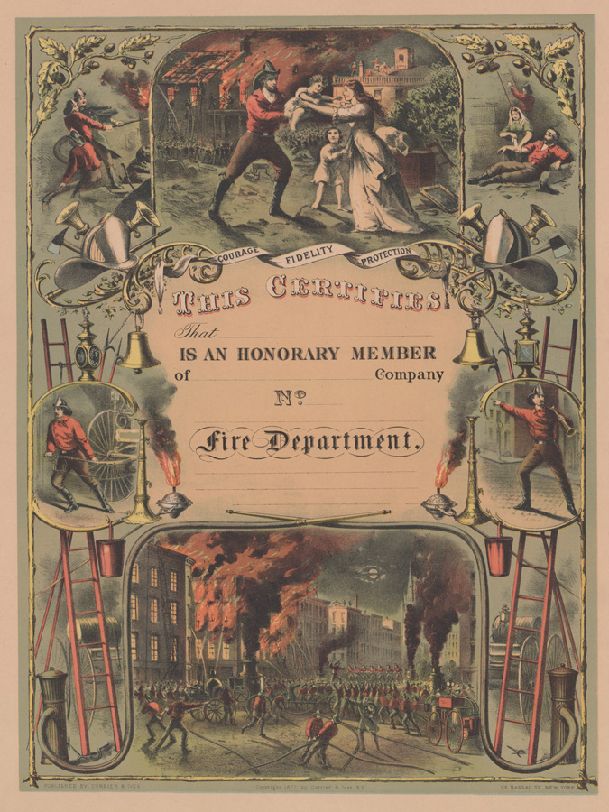 Original Currier/Ives Litho 1877 [Fire Department]
