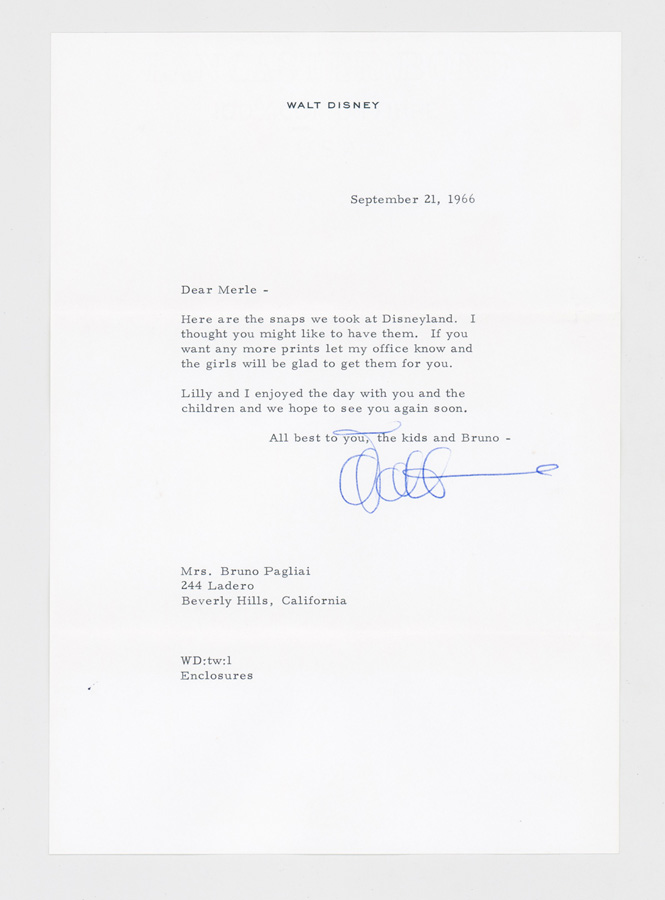 Walt Disney TLS Signed Letter to Merle Oberon