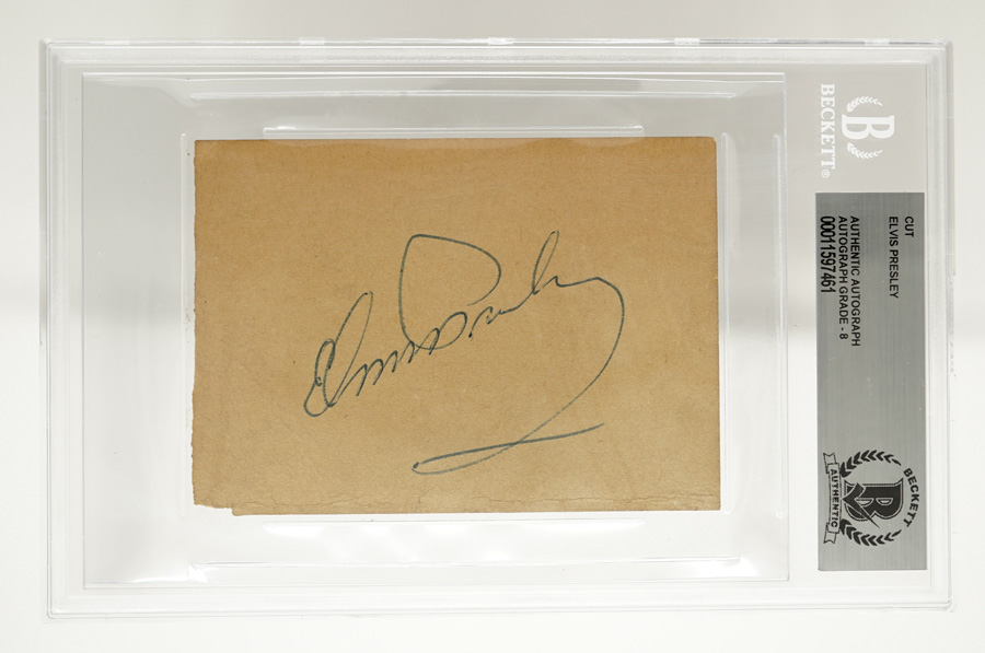 Elvis Presley Cut Signature Beckett Auto Grade 8