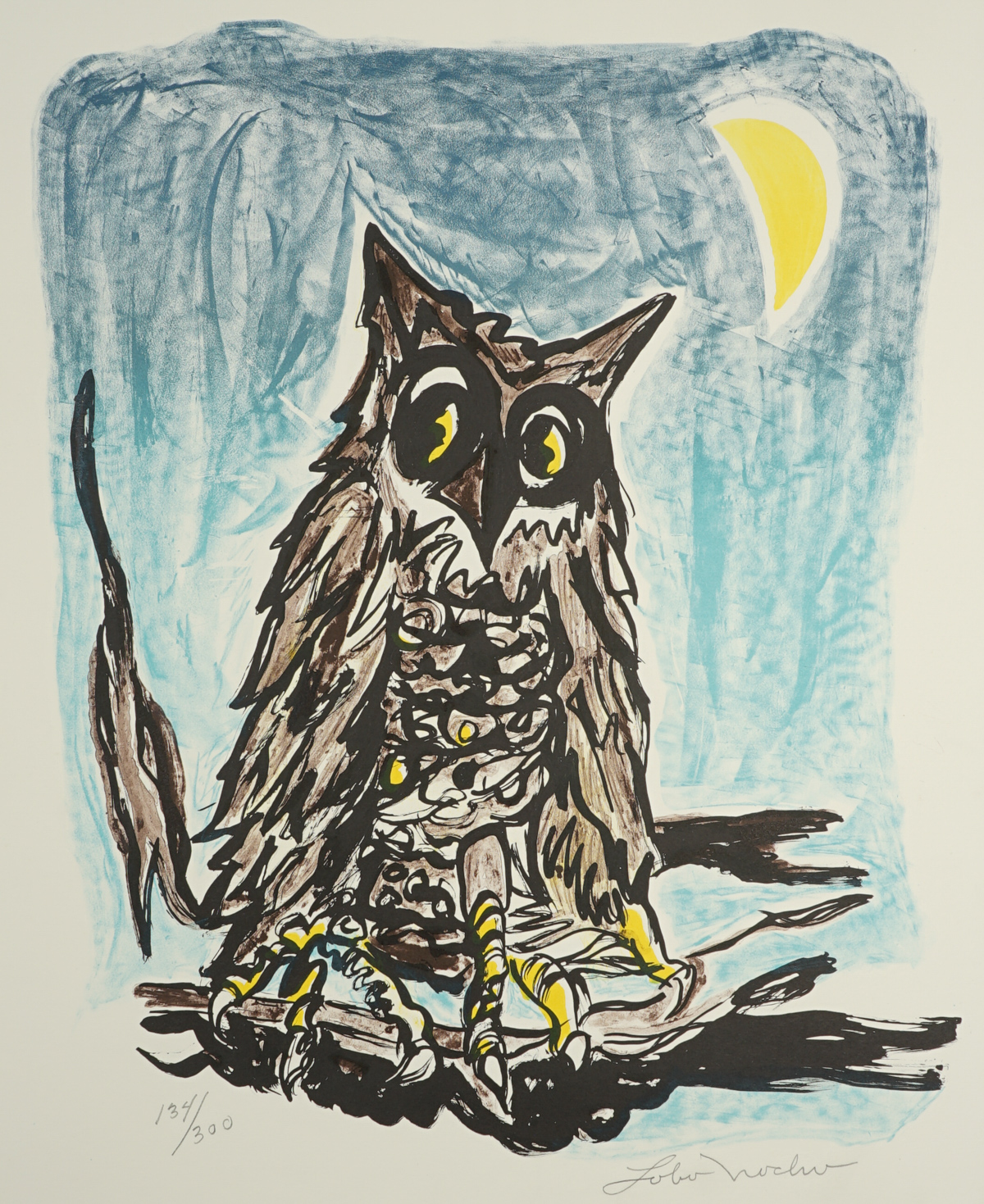 Ernest Leroy (Lobo) Nocho Lithograph [Owl]