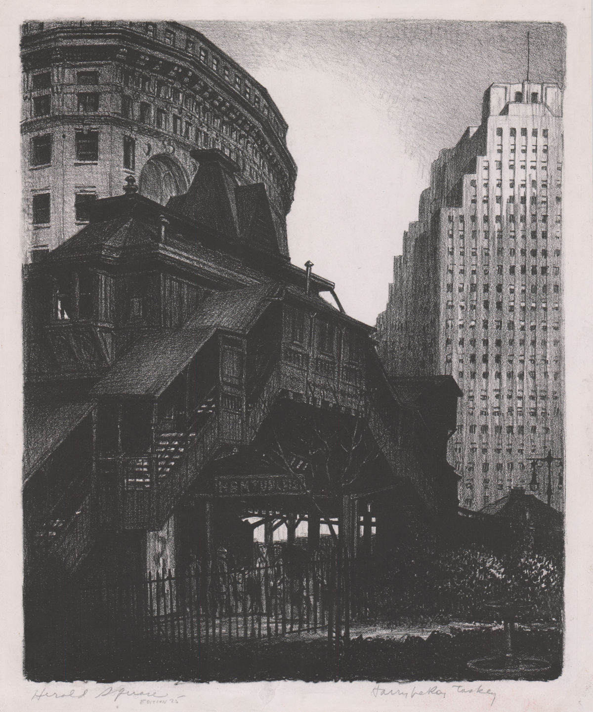 Harry LeRoy Taskey Lithograph [Harold Square, NYC]