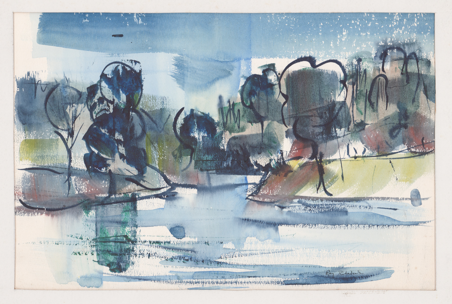 18mm Depth Paul Jackson Abstract Blue Poles Paint Reprint Print ON Framed Canvas Wall Art 12/’/’x 8/’/’inch