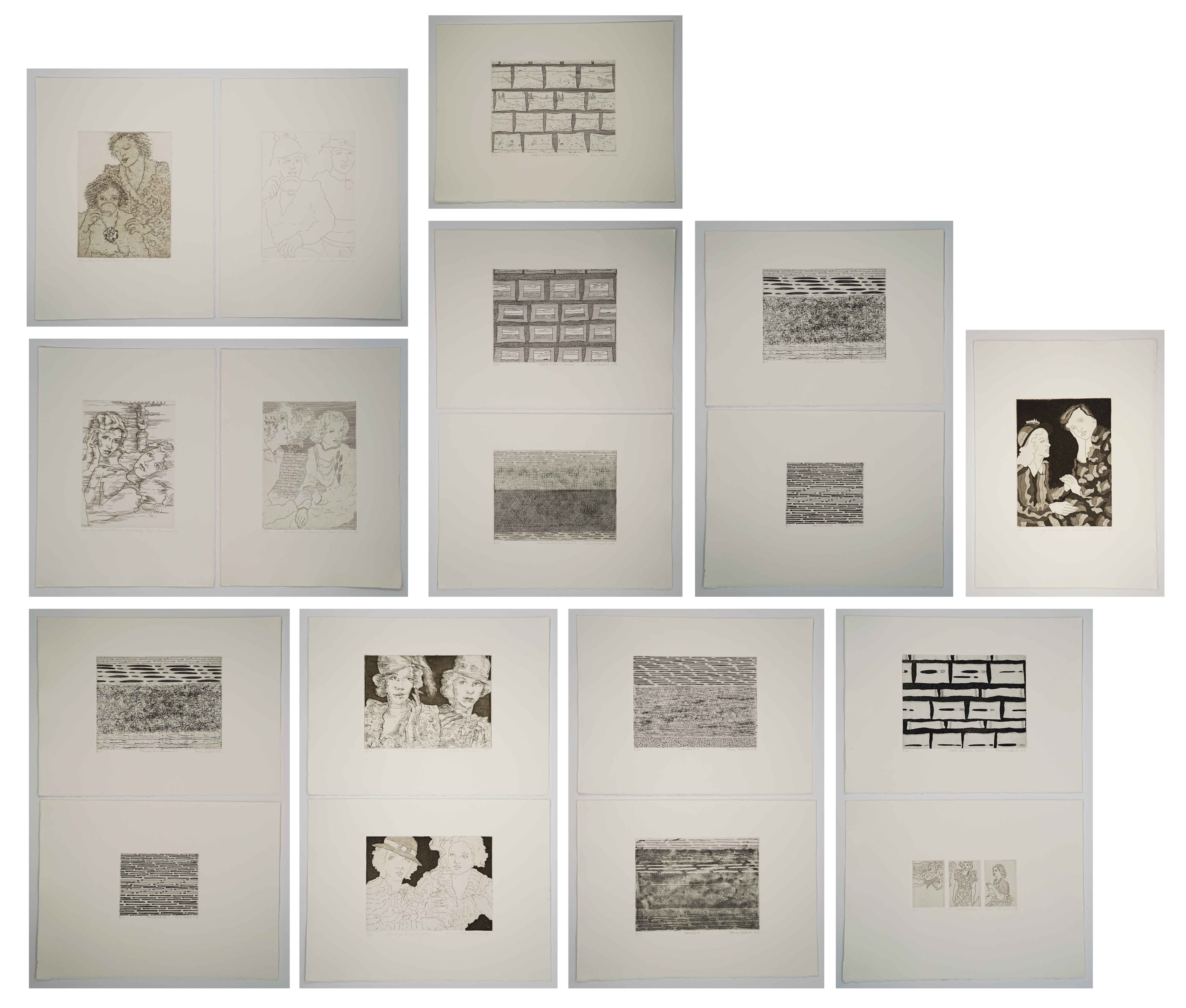 A. Chernow/L. Sallick Etchings [Women, Abstract]