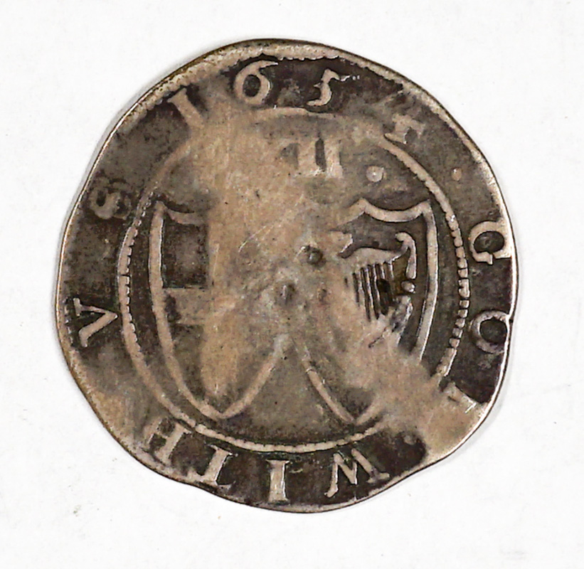 1654 Commonwealth of England silver shilling