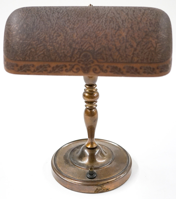 Belgian Etched Shade on Weighted Desk Lamp