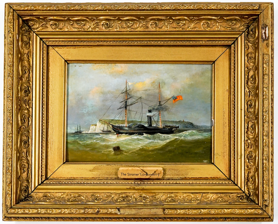 Framed Oil on Panel; Tudgay Family [Steamer Ship]