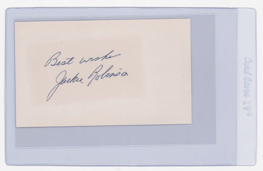 Jackie Robinson Signed Index Card