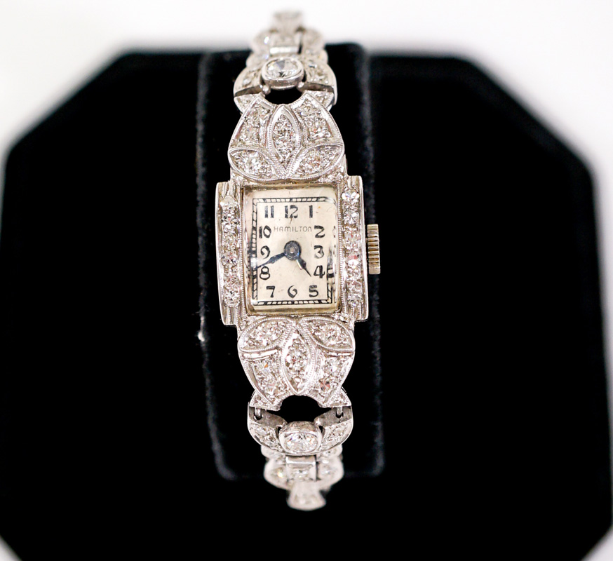 Lady's Platinum and Diamond Hamilton Wrist Watch