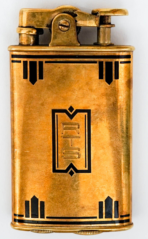 14k Art Deco Ronson Gold Enamel Delight Lighter