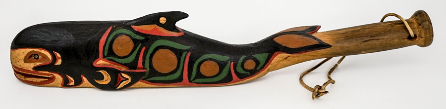 Simon Charlie Carved Wood Rattle [Whale]