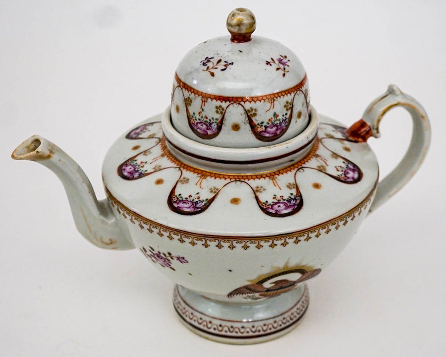 Chinese Export Armorial Porcelain Teapot