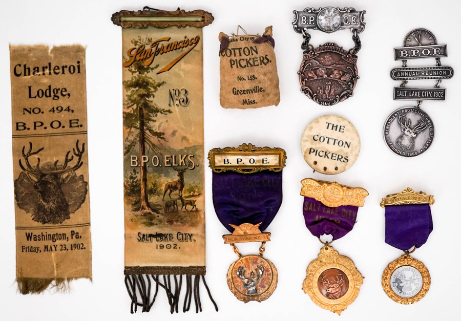 Antique (8) Elks Lodge Badges [1902 Salt Lake]