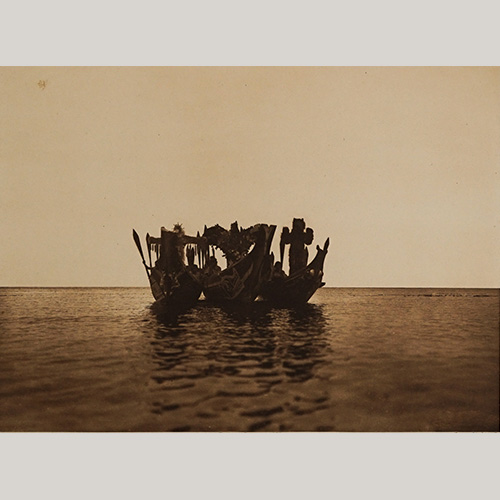 Edward Curtis Photogravure Masked Sancers Canoe